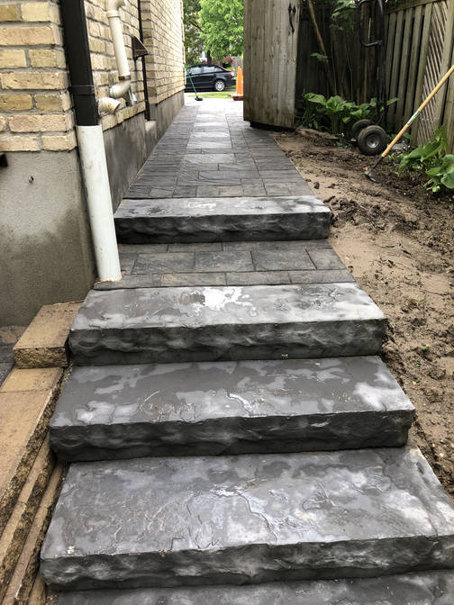 Mortared square cut natural flagstone steps. A stone steps project by O'Connor Stone & Landscape